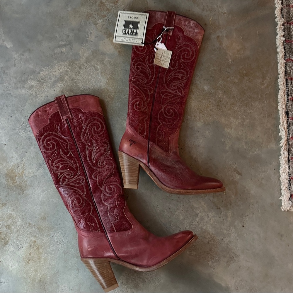 Frye Women's Red Heeled Boots - Picture 6 of 10